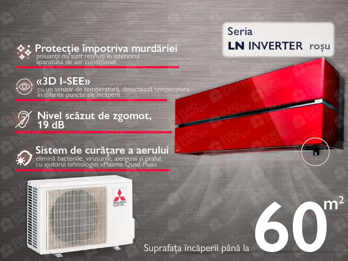 Conditioner EXTRA PREMIUM Mitsubishi Electric MSZ-LN60VG2RMUZ-LN60VG2 (roșu-rubin)