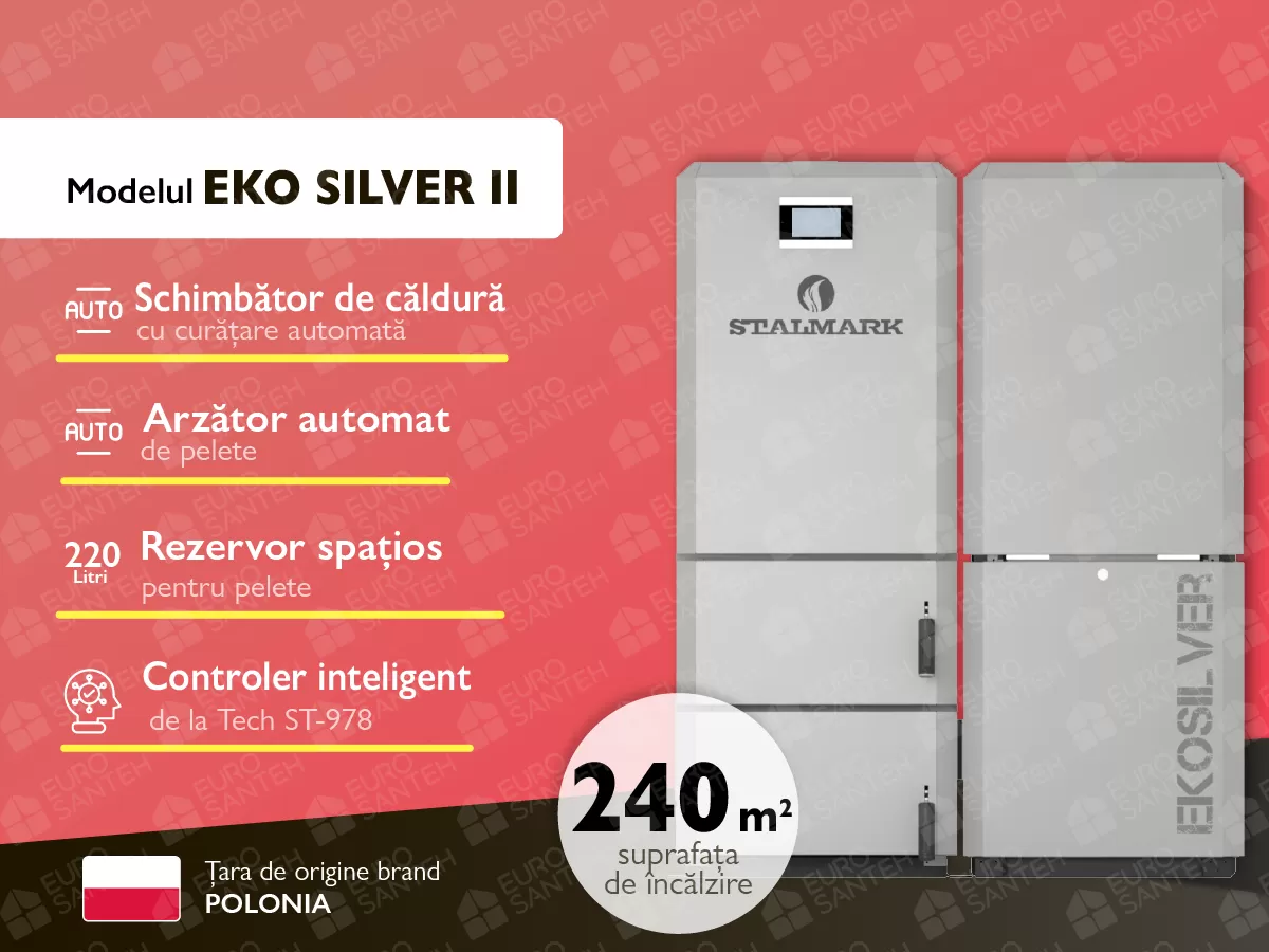 Cazan combustibil solid Stalmark Eko Silver II 24Kw + Ventilator