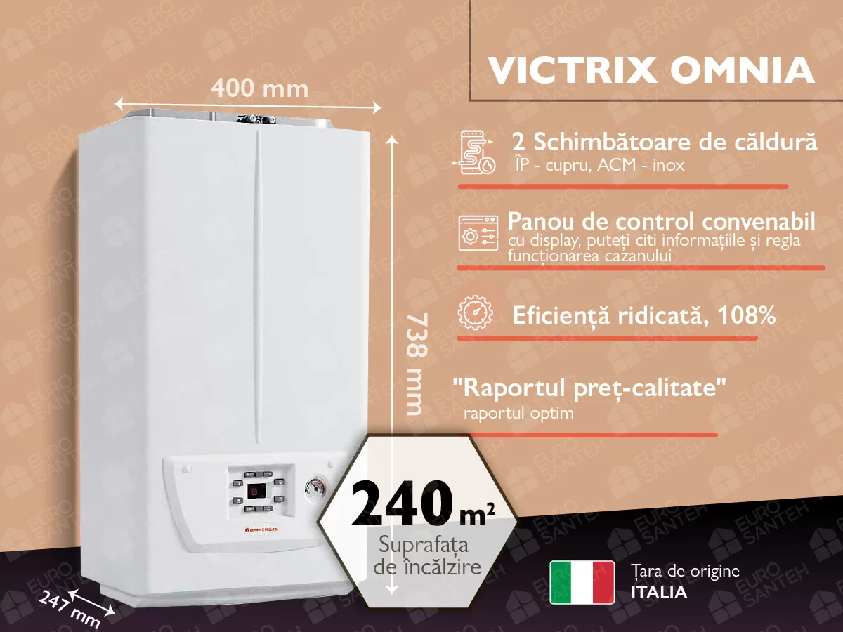 Cazan pe gaz in condensare IMMERGAS Victrix Omnia 25 kW