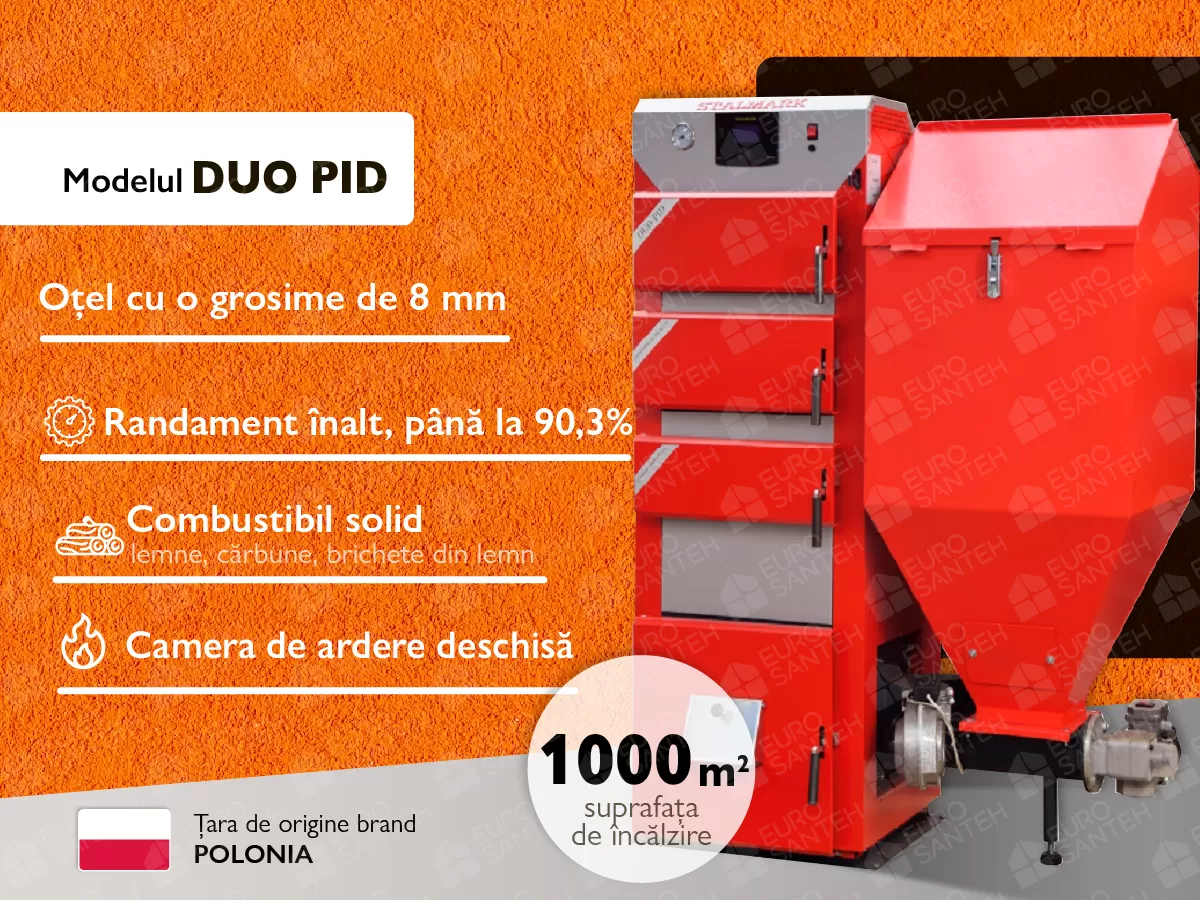 Cazan pe combustibil solid cu incarcare automata STALMARK DUO PID 100 kW