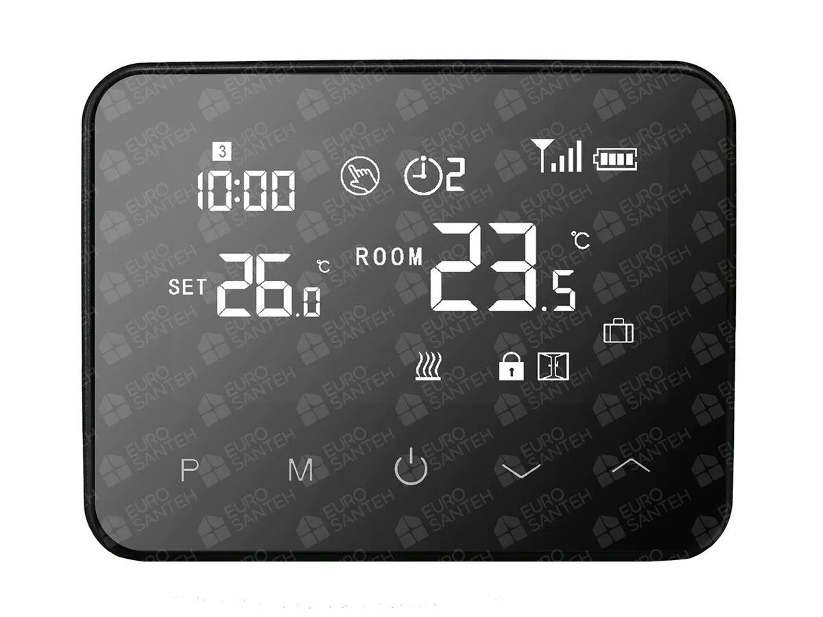 Termostat E-top WT-20&R06 fara fir, cu Wi-Fi negru