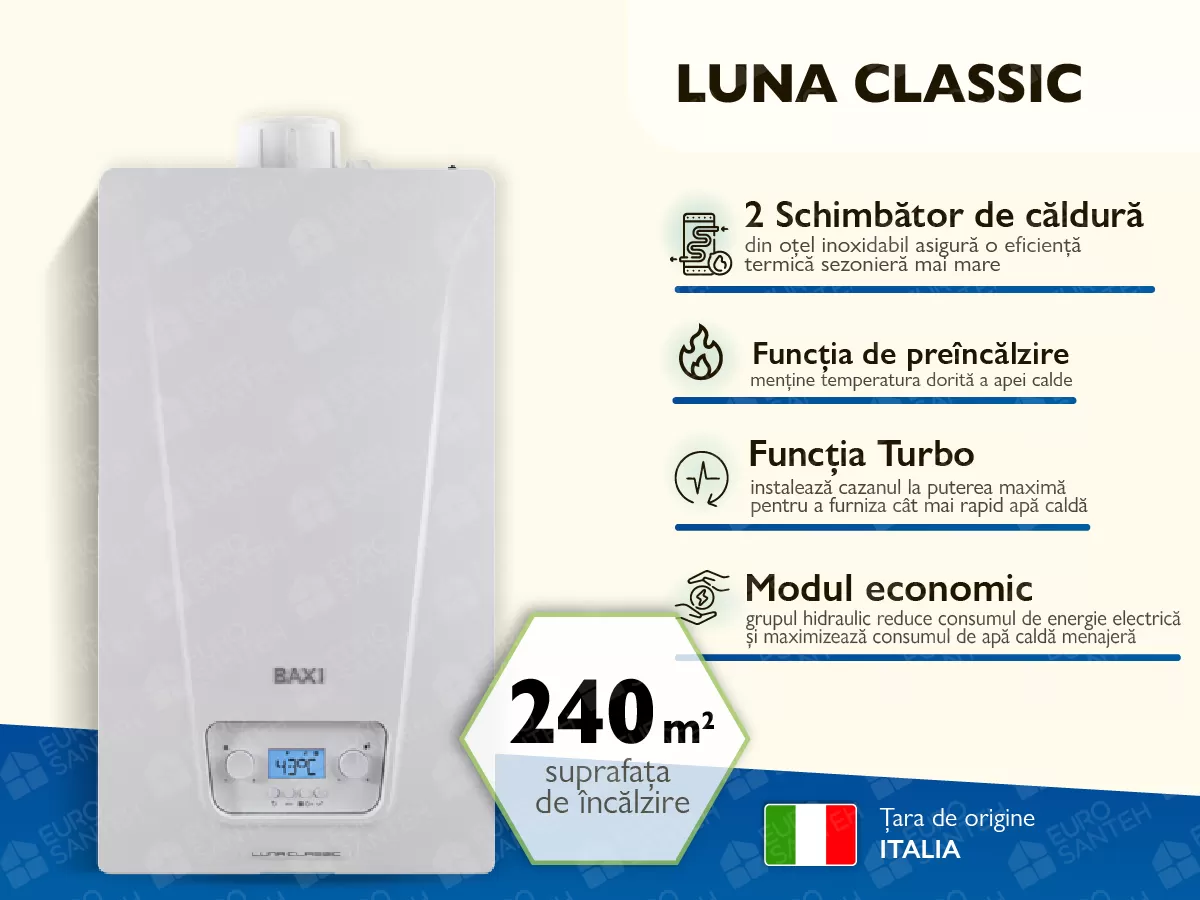 Cazan pe gaz in condensare BAXI LUNA CLASSIC 24 kW
