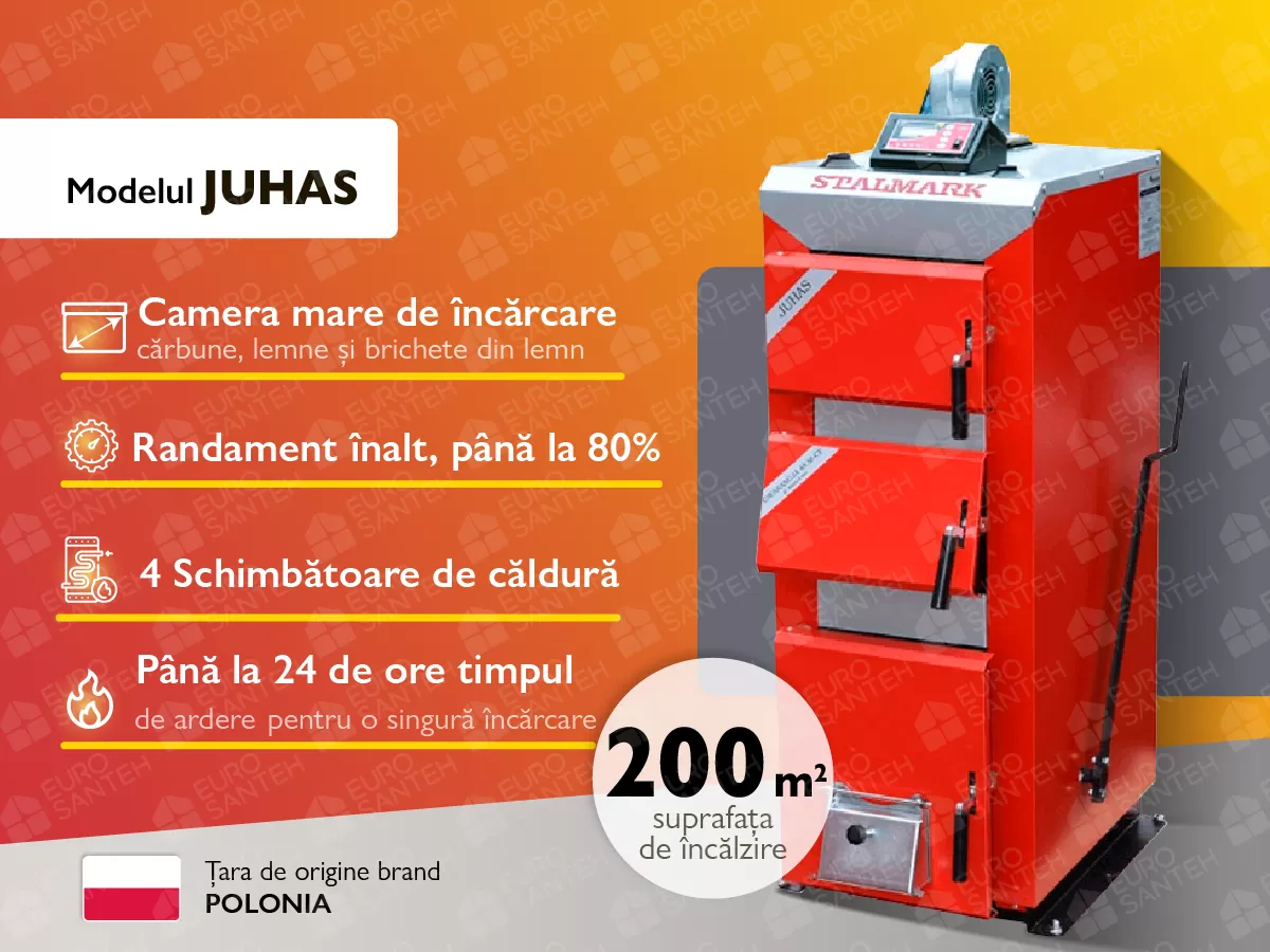 Cazan pe combustibil solid cu incarcare manuala STALMARK JUHAS 20 kW