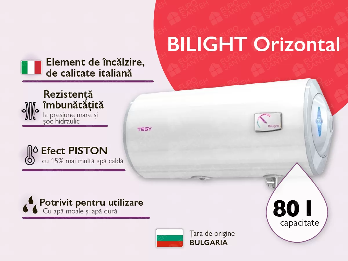 Boiler electric TESY GCH 80 44B12 TSRC BILIGHT Orizontal