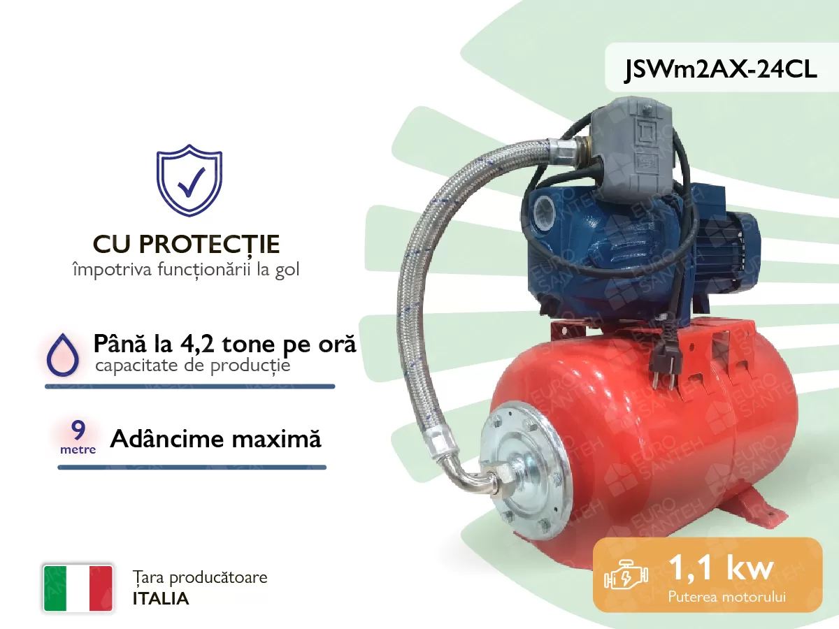 Гидрофор Pedrollo JSWm2AX-24CL (до 9м, 1,1kW) с защитой